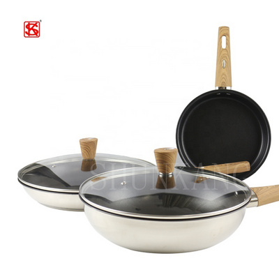 Korean Style Stainless Steel Pans Non Stick Induction Coating Cooking Frying Pan Cookware Set