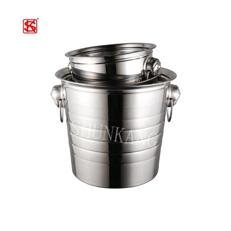 High Quality Storage Wine Water Metal Beer Pail Bucket Barrel Stainless Steel Ice Bucket With Ears