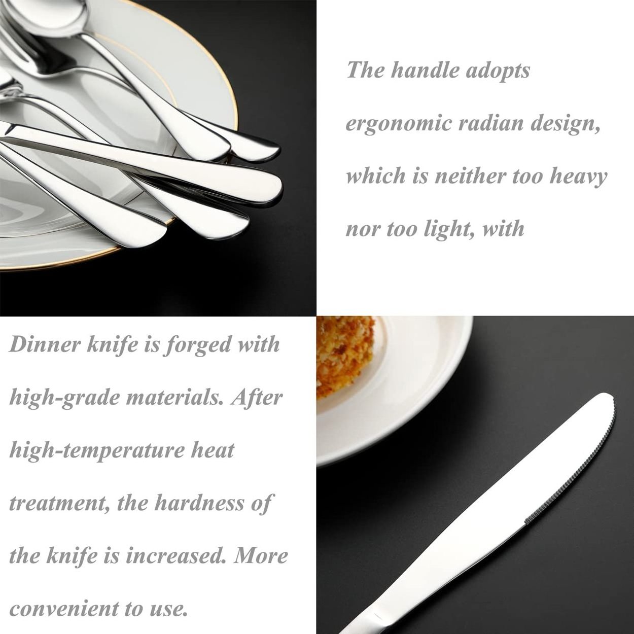 Serving soup stainless steel knife spoon and fork set dinner, dinner knives kitchen silver metal dessert spoon, cuttlery set