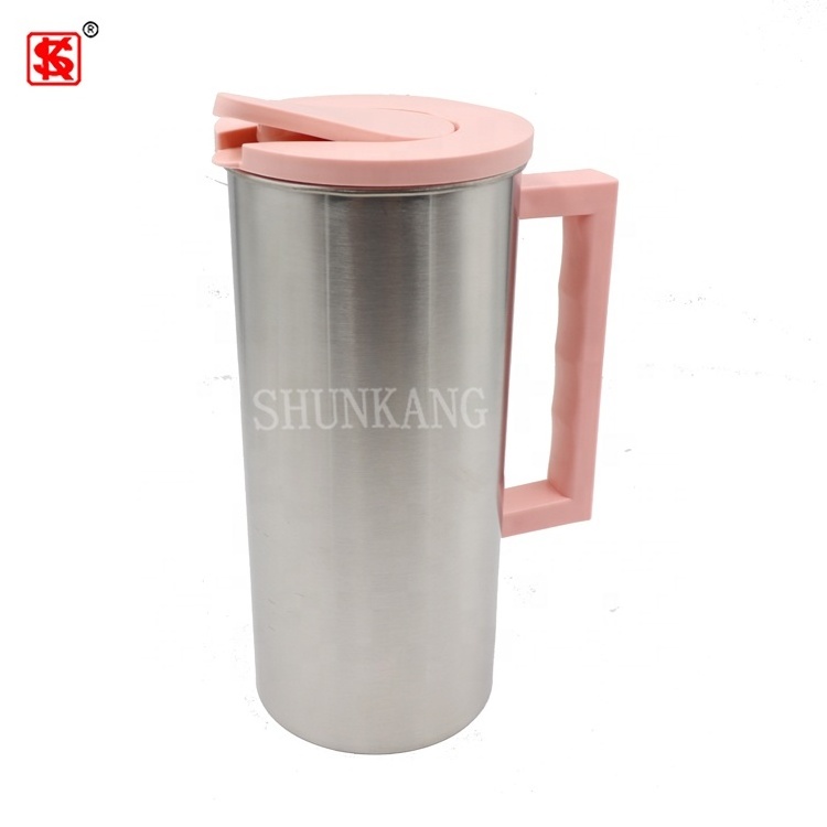 Korean style colorful straight-body drinking kettle stainless steel cold water pot with handle