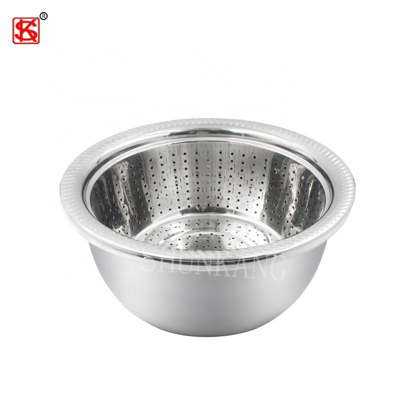 3 in 1 Stainless Steel Drain Basket Vegetable Cutter Cheese Grater Fruit Rice Food Washing Bowl Strainer Set Salad Bowl