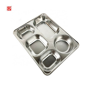 School Canteen Stainless Steel Food Tray Plate With Compartments