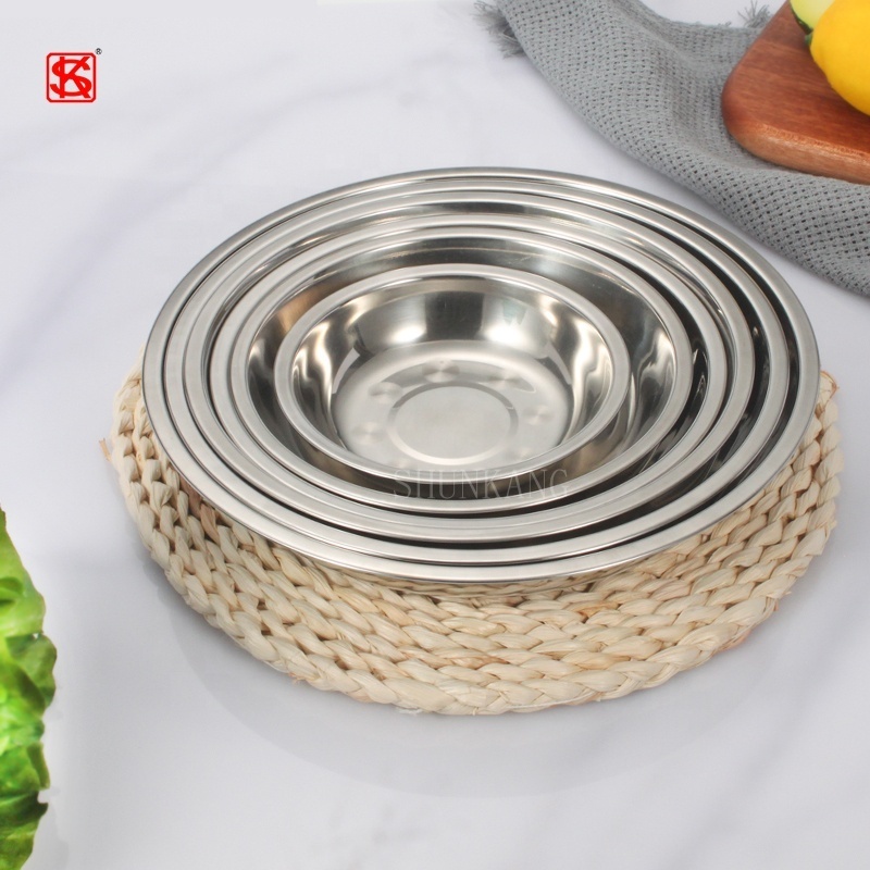 28cm Diameter Thickness Food Stainless Steel Deep Dish/ Cheap Dinner Plates