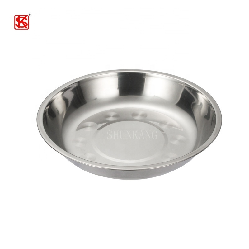 28cm Diameter Thickness Food Stainless Steel Deep Dish/ Cheap Dinner Plates