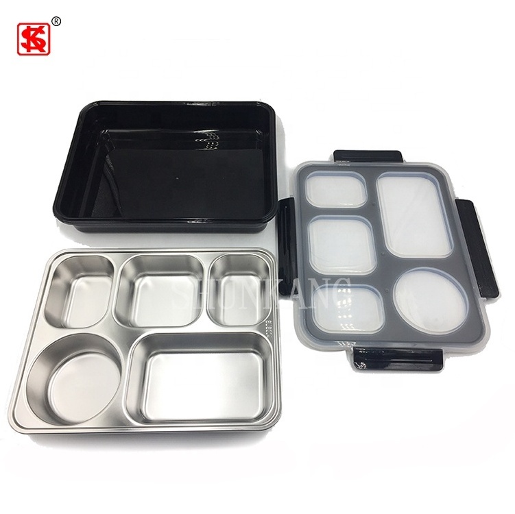 Rectangular Stainless Steel Bento Lunch Box with Lock