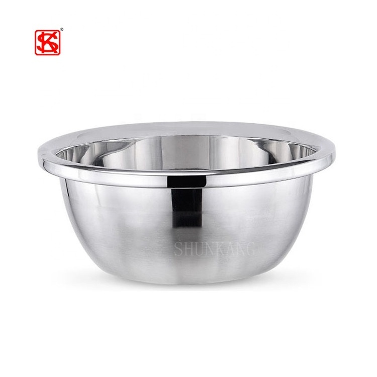 Stainless Steel Salad bowl Basin Reverse Edge Mixing Bowl Metal Salad Bowl