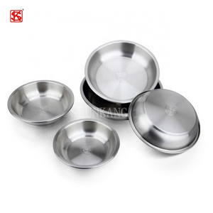 Stainless steel 304 Korean Round Serving Plate/Tray Food Grade Dinner Plate Dish