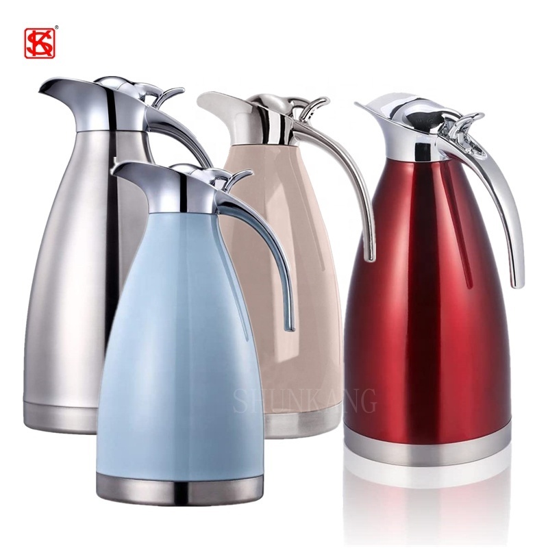 Restaurant Service Stainless Steel Colorful Thermos Coffee Pot Vacuum Carafe Pot With Handle