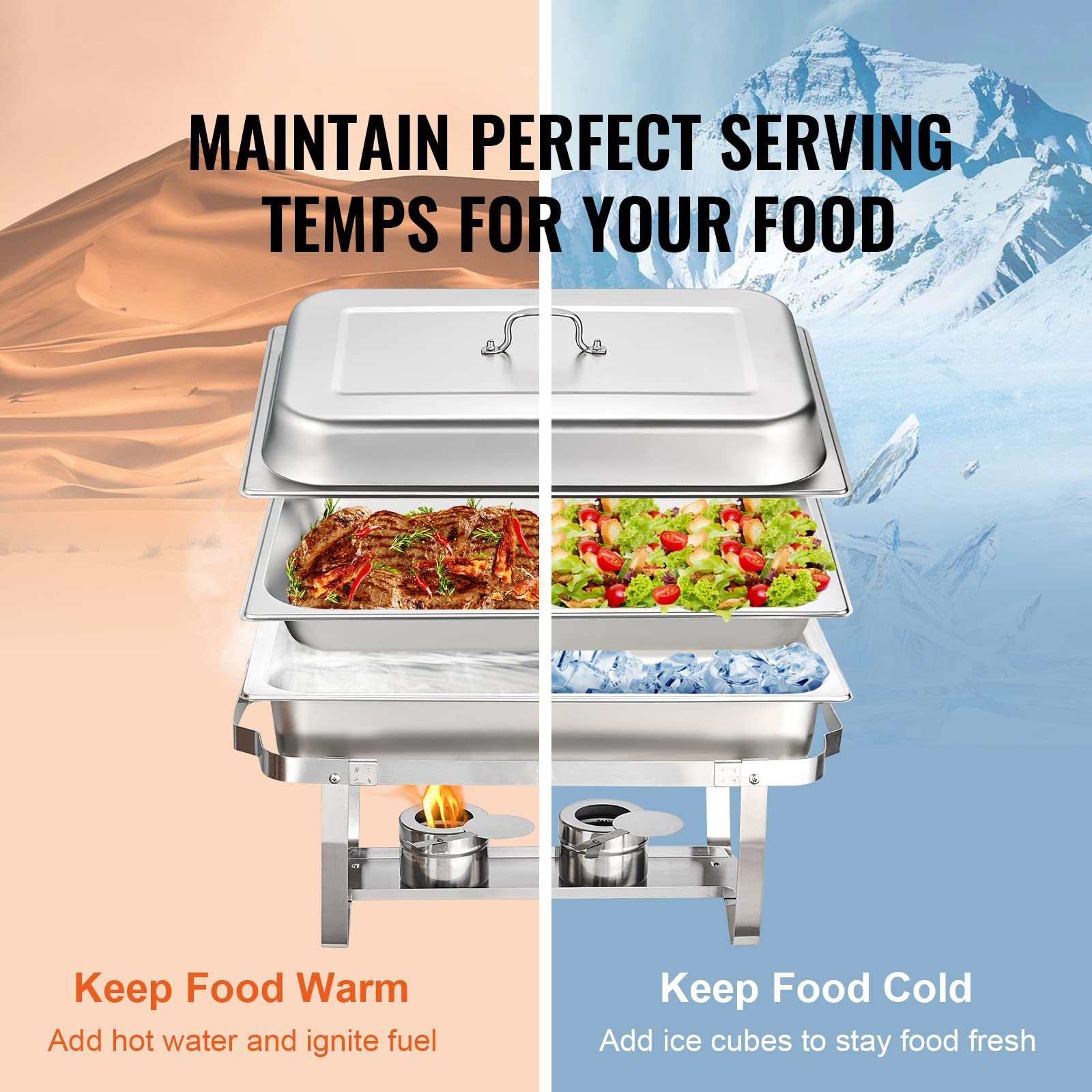 Chaffing pour cheffing dishes stainless steel buffet serving chauffandise trays, shaffing chafer dish buffet heater set warmer