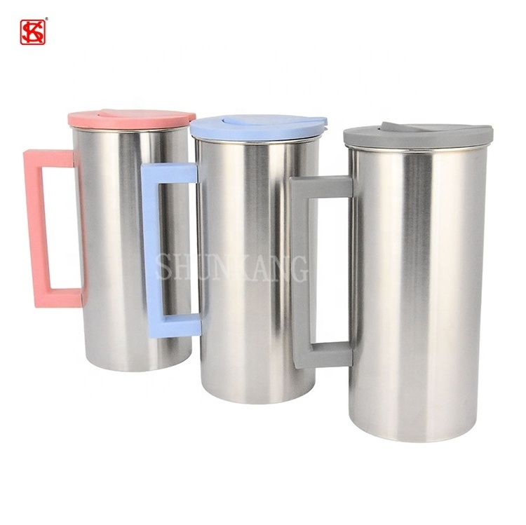 Korean style colorful straight-body drinking kettle stainless steel cold water pot with handle