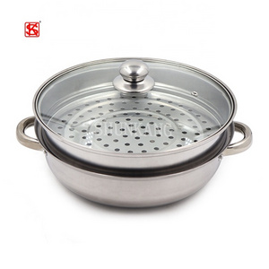 Promotions Cheap Non Electric Stainless Steel Steamer Pot Cooking Pots With Glass Lid&Steel Lid