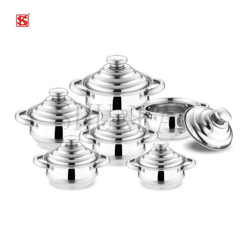 African Style Stainless Steel Kitchen Cookware Set 4 Pcs Pots/ 5 Pcs Pots Set Cooking Soup Food