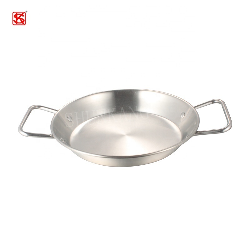 Kitchen Spanish Seafood Cooking Pots Stainless Steel Cooking Fryer Paella Pan With Handles