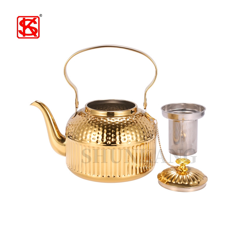 2022 New Style Rose gold Tea Coffee Kettle Stainless Steel Teapot Kettle With Strainer