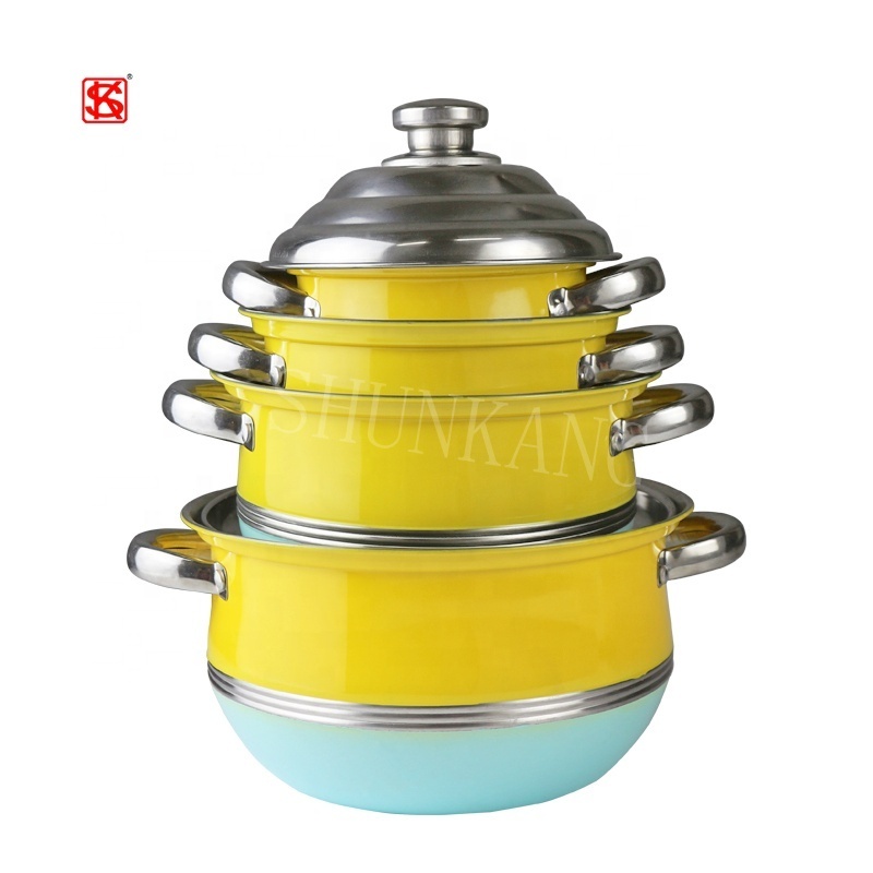 African Style Stainless Steel Kitchen Cookware Set 4 Pcs Pots/ 5 Pcs Pots Set Cooking Soup Food