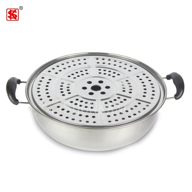 Factory cheap stainless steel steam pot 2 layers hot pot with Steamer soup pot