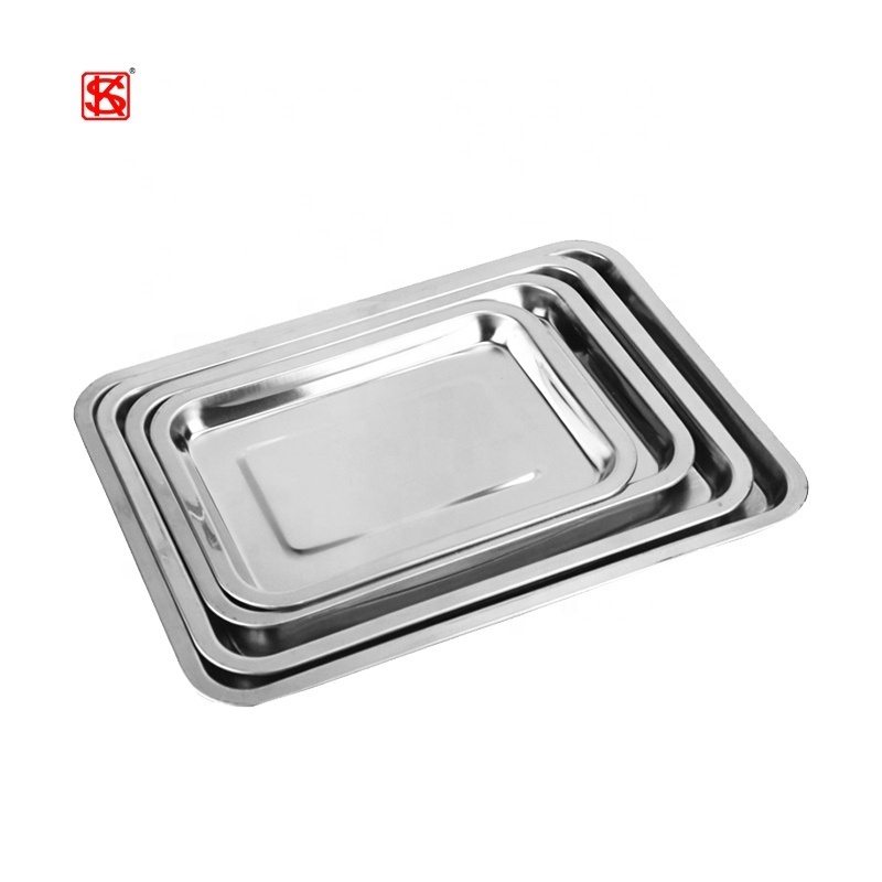 Stainless Steel Baking Pan Big Plate Serving Buffet Square Baking Tray Set Roasting Tray