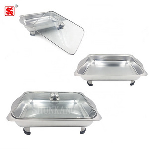 Hotel Stainless Steel Buffet Food Warmer Cookware Chafing Dish Buffet Hot Pots To Keep Food Warm With Visible Glass Lid