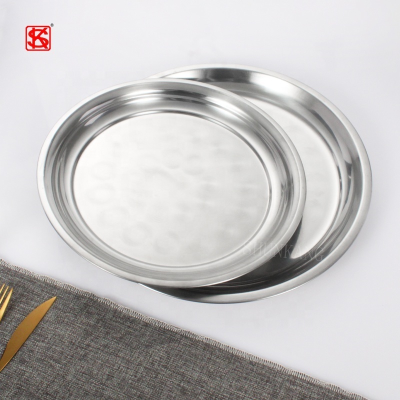 Durable Stainless Steel Serving Plate / Round Serving Dish/Fruit Tray