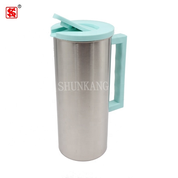 Korean style colorful straight-body drinking kettle stainless steel cold water pot with handle