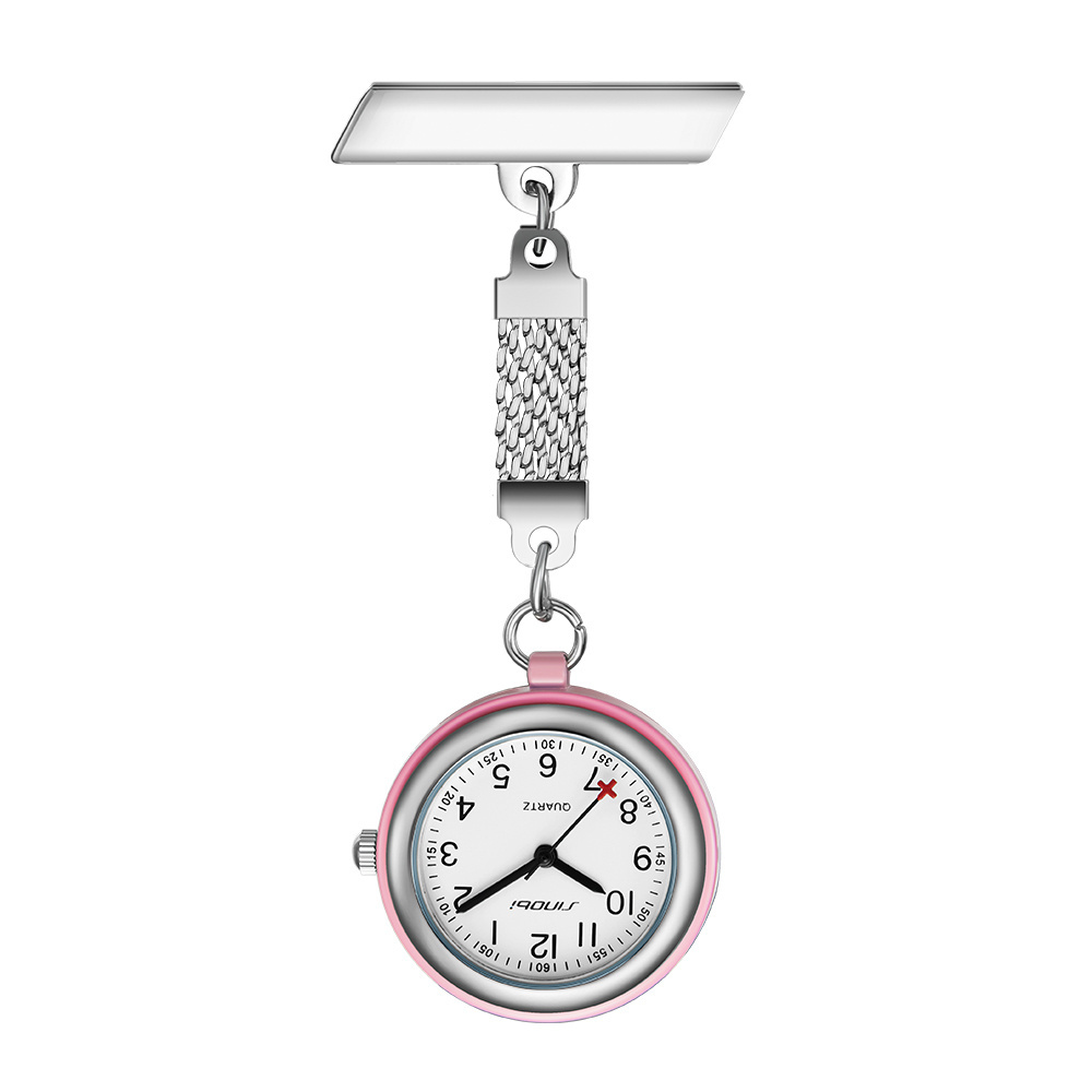 Custom Logo Portable Nurse Pocket Watch Dial 30mm Doctor Pocket Steel Strap Nursing Brooch Watch FOB Nurse Watch