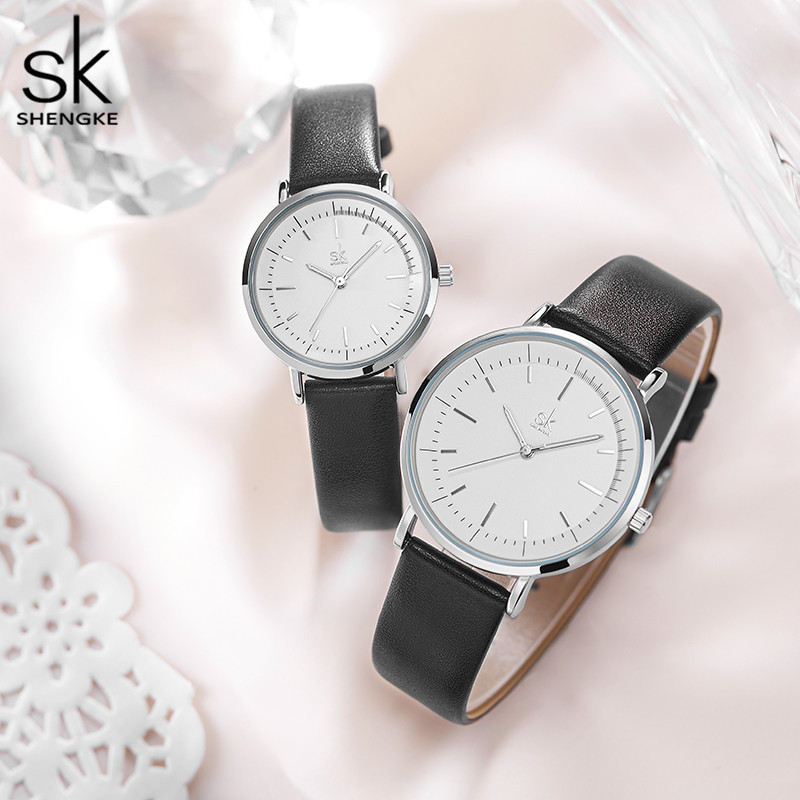 SHENGKE Pair Watches K9023 Luxury Couple Watches Women Men Lover's Watch Waterproof  Quartz Dress Business Men Clock