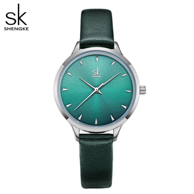 SHENGKE New Fashion Simple Style Temperature Change Color Women Watch Sunray Color Change Men Women Quartz Wristwatches