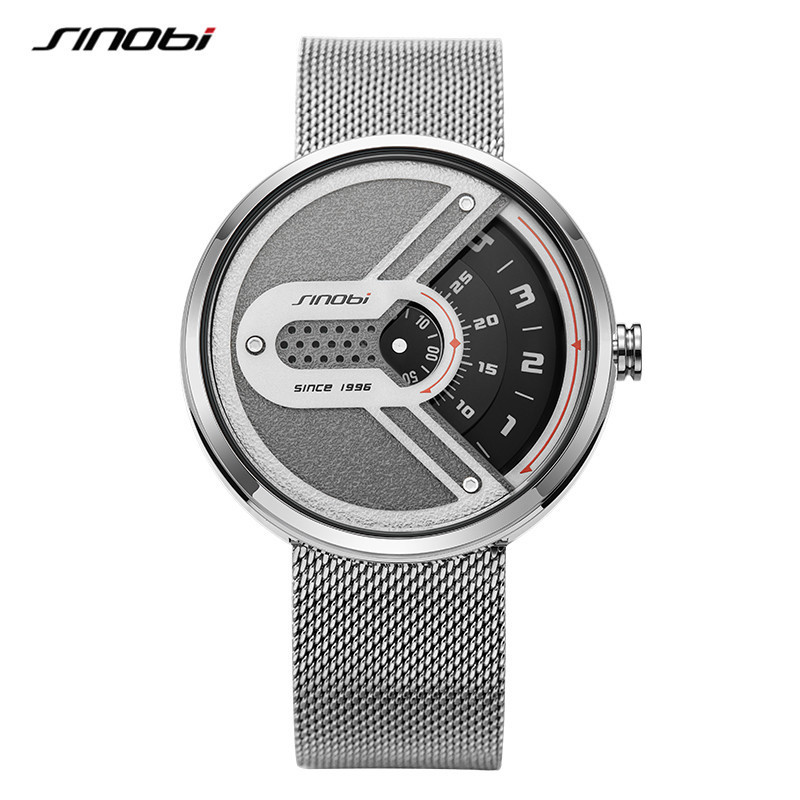 SINOBI Innovative Men Watches S9831G Big Dial Male Sport Wrist Watch Rotate Dial Handwatch Chinese Quartz WatchRelogio Masculino