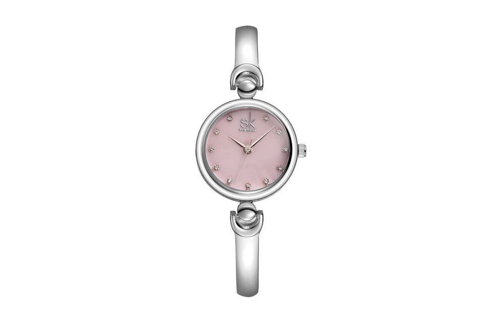 SKENGKE Elegant Watch For Lady Bracelet Band Pearl Shell Dial With Dazzling Crystal Index Bangle Watches Custom Logo Lady Watch