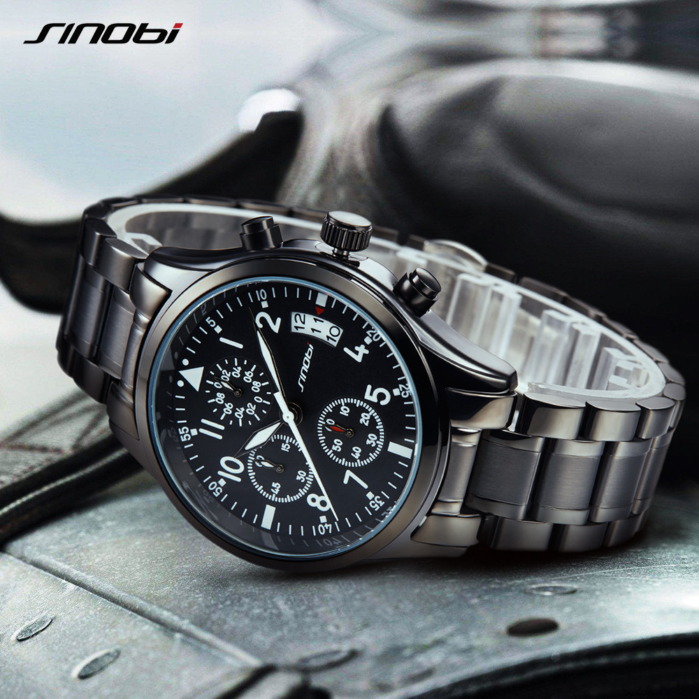 SINOBI Car Wristwatch S9639G Mansculinity Male Watches Chronograph Handwatch Night Light Watches Pilot Watch Montre Homme