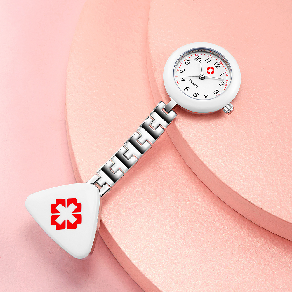 Custom Logo Portable Nurse Pocket Watch Dial 30mm Doctor Pocket Steel Strap Nursing Brooch Watch FOB Nurse Watch