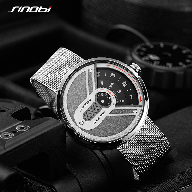 SINOBI Innovative Men Watches S9831G Big Dial Male Sport Wrist Watch Rotate Dial Handwatch Chinese Quartz WatchRelogio Masculino