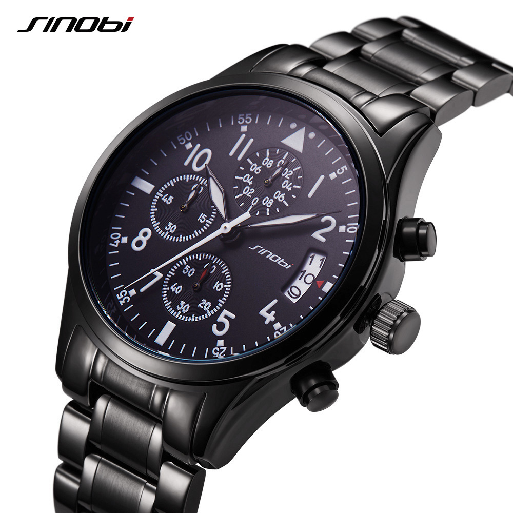 SINOBI Car Wristwatch S9639G Mansculinity Male Watches Chronograph Handwatch Night Light Watches Pilot Watch Montre Homme