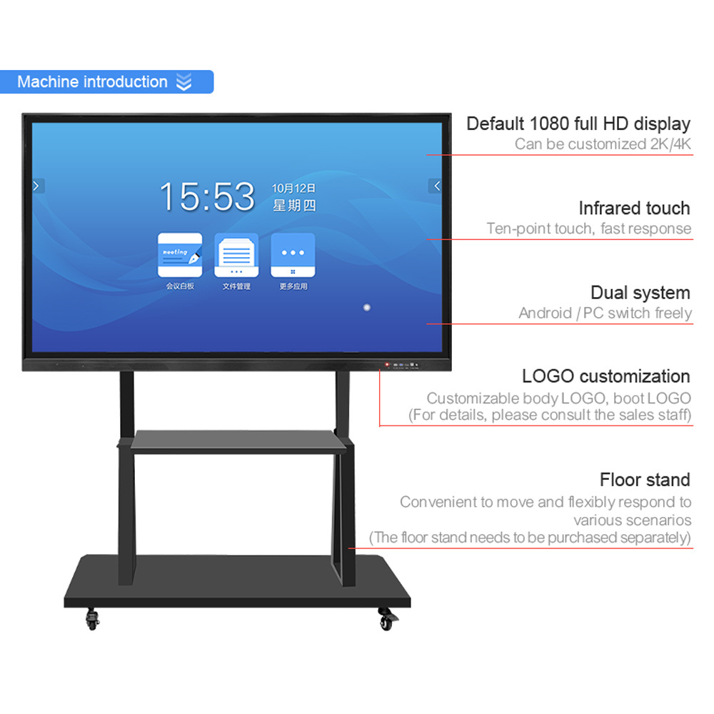 75  86 98 110 inch  interactive board stylus pen or finger clever touch IFPD smart interactive flat panel display for education