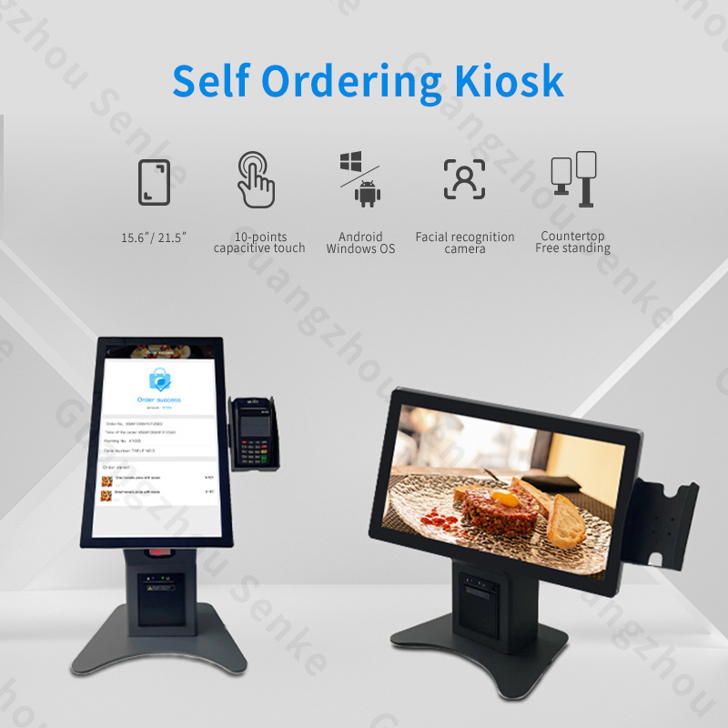 restaurant kiosk 15.6 21.5 inch full HD LCD screen free standing / countertop ordering food QSR quick serve kiosk