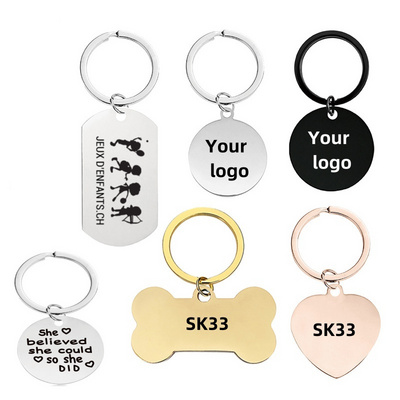 Creative Personalized DIY Laser Engraved Metal Keychains Blank Promotion Gifts Keychain Custom Logo Steel Tags Keychains