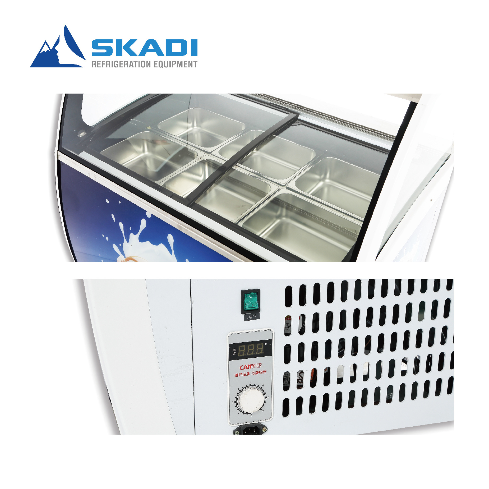 Commercial ice cream display freezer for sale