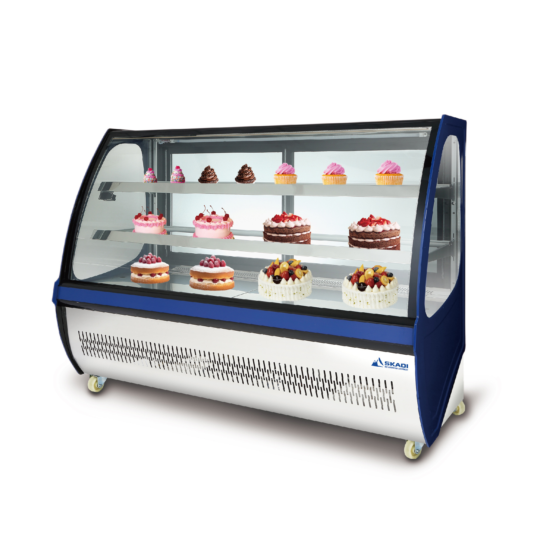 Deli refrigerator supermarket display countertop case food open for fish meat refrigeration