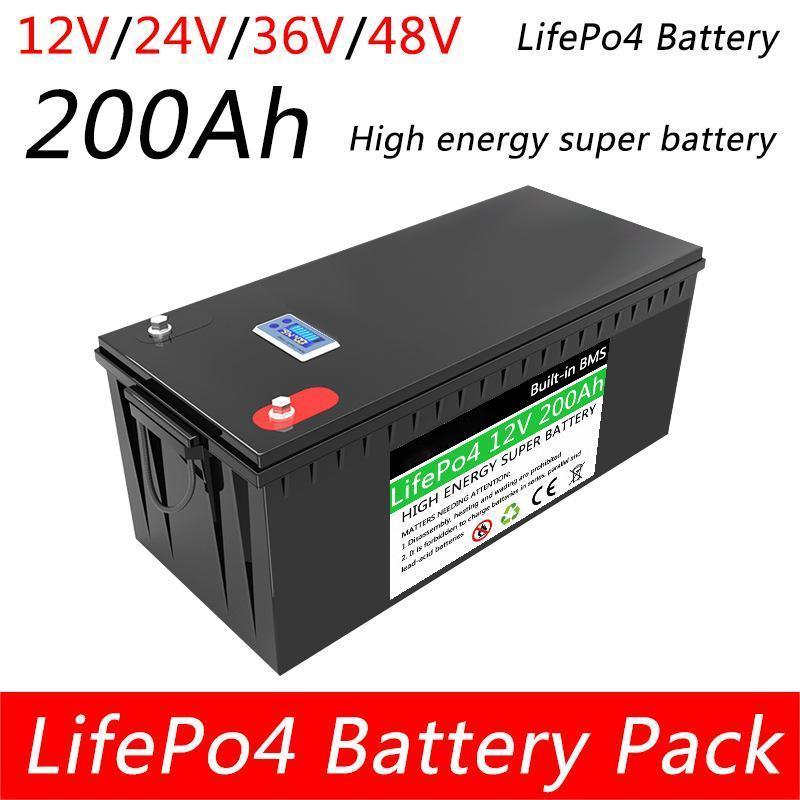 12V 24V 36V 48V 200AH LiFePO4 Battery RV Camping Golf Cart Off-Road Solar Energy Storage Battery