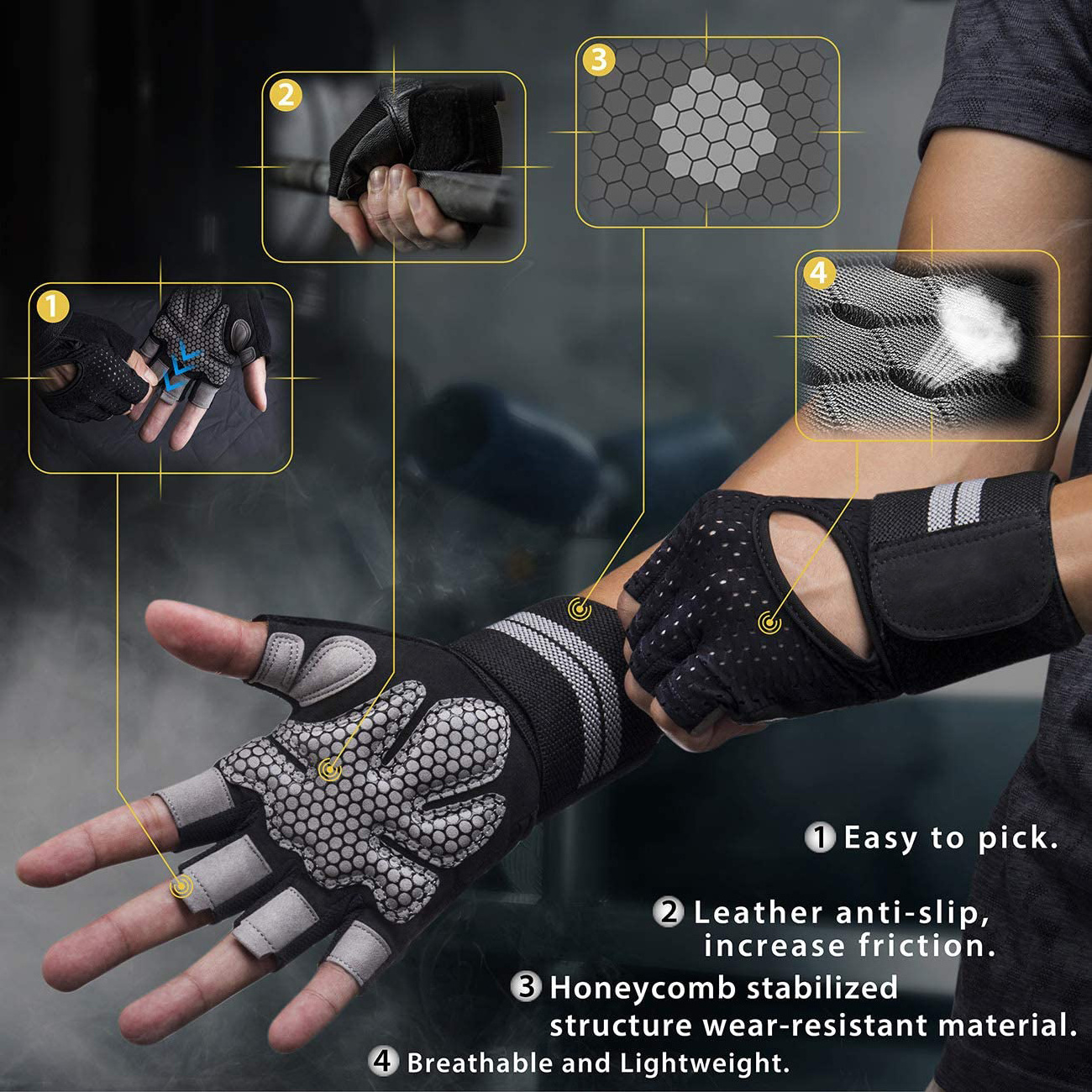 2022 Hot Sale Fitness Winter Sport Gloves Weightlifting Training Half Finger Breathable Sport Gloves Gym