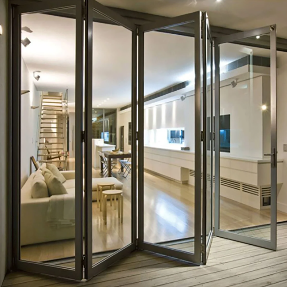 Modern Residential Factory Burglar Proof Double Glass Folding Design  Aluminium  Bi-Folding Door