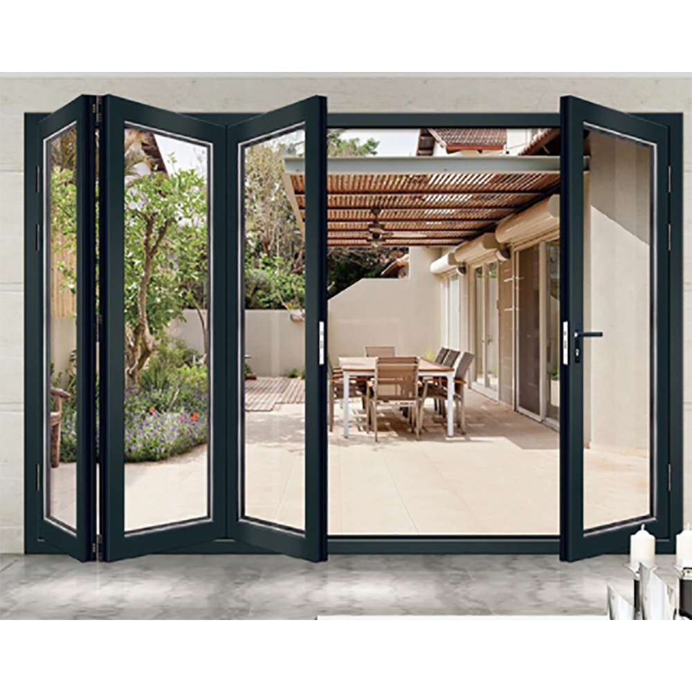 Modern Residential Factory Burglar Proof Double Glass Folding Design  Aluminium  Bi-Folding Door