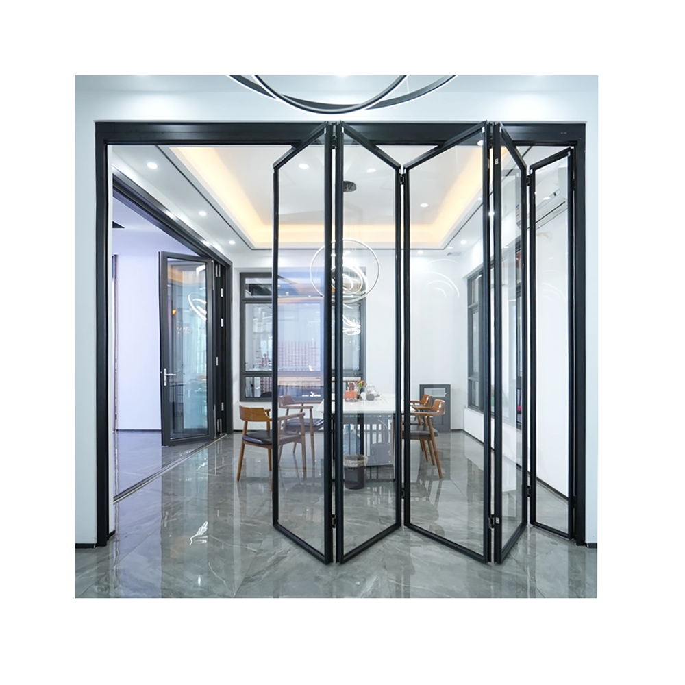 Customized Thermal Break Waterproof Modern Tempered Glass Aluminium Bifold Doors