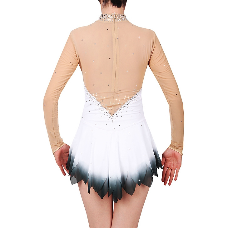 2023 new design fashion dance wear ice skating skirts ruched inset ballroom dance dress