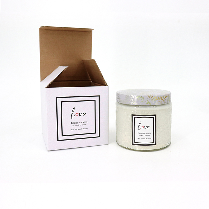 Custom Thick Bottom Clear Aromatherapy Candle Jars 8oz Wholesale Empty Aromatherapy Soy Candle Jars With Lids And Paper Boxes