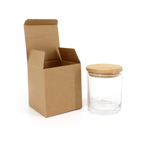 Fast Delivery Clear Glass Christmas Candle Jar With Wooden Lid Bulk Empty Candle Jars And Box For Candle Making