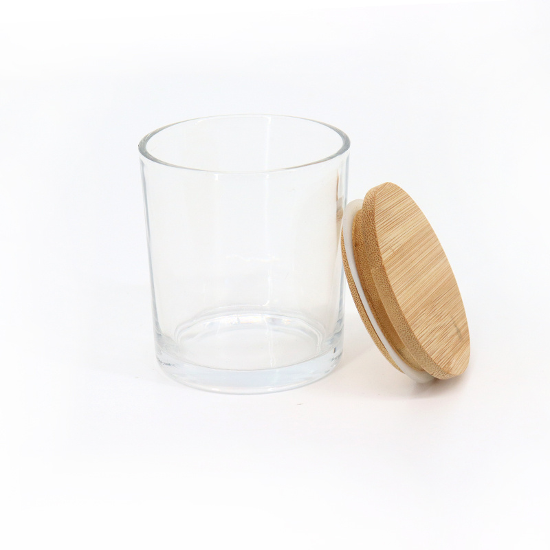 Fast Delivery Clear Glass Christmas Candle Jar With Wooden Lid Bulk Empty Candle Jars And Box For Candle Making