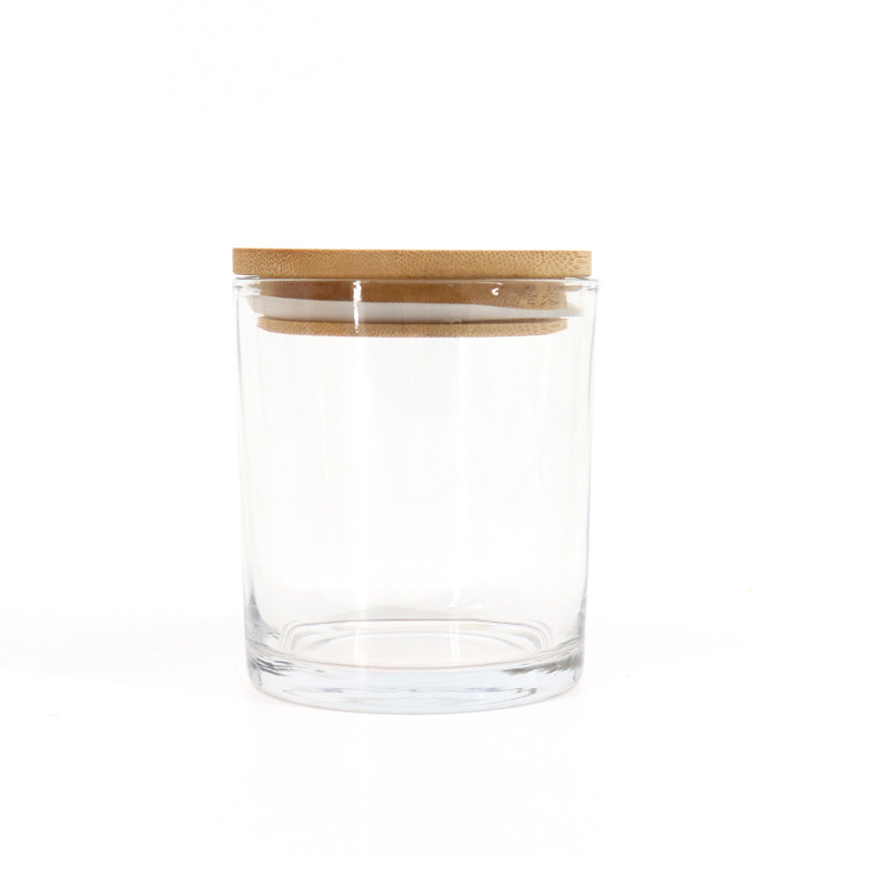 Fast Delivery Clear Glass Christmas Candle Jar With Wooden Lid Bulk Empty Candle Jars And Box For Candle Making