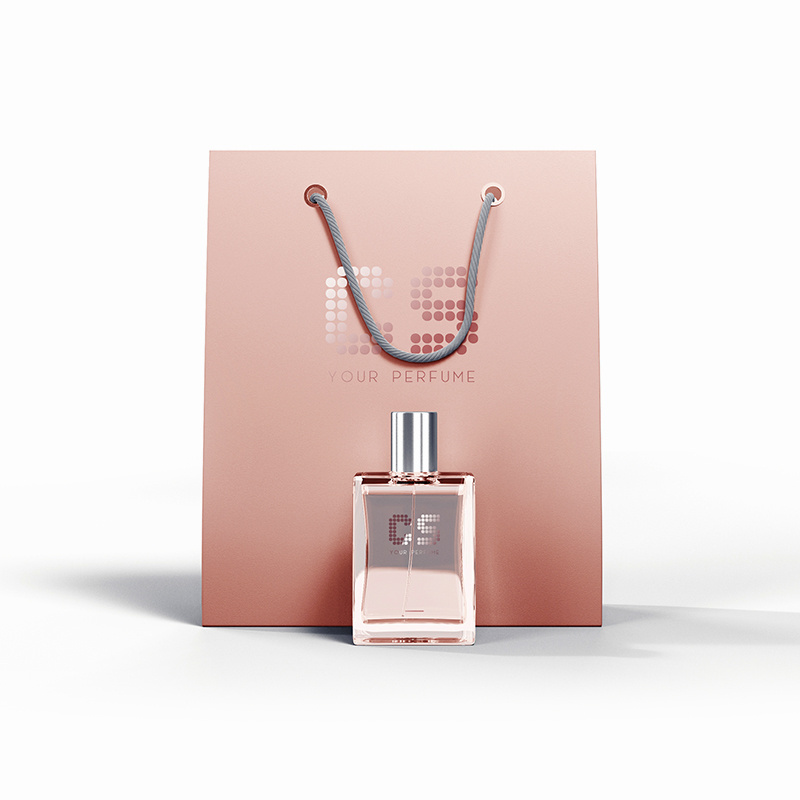 Customized Luxury Pink Square 30 ml 50ml Perfume Bottle Spray Glass Empty Perfume Fragrance Bottle With Drawer Box And Paper Bag