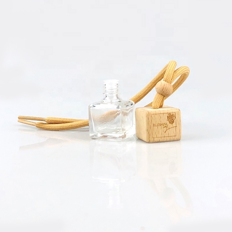 5ml 8ml 10ml empty wooden cap car air freshener bottle  clear glass hanging perfume bottle fragrance bottle